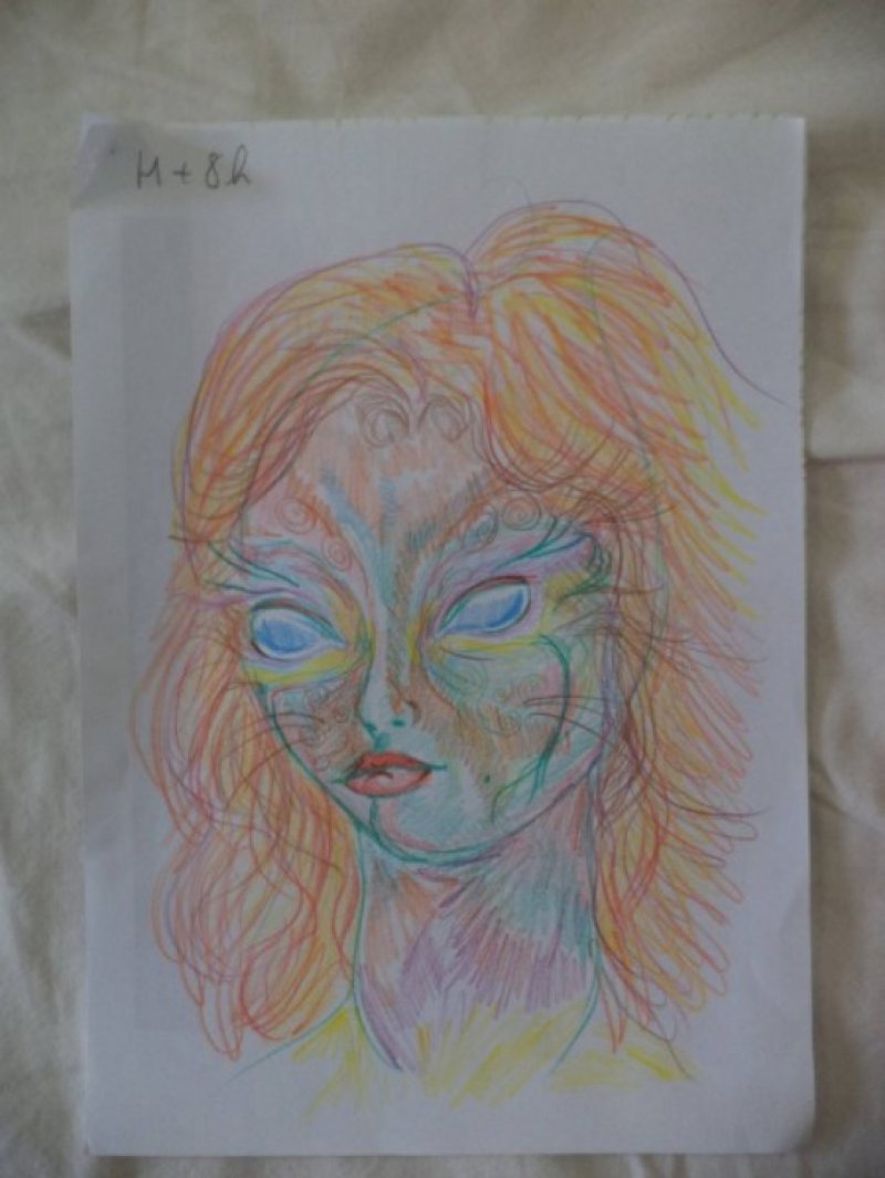 After 8 Hours-A Woman Draws Her Self Portraits During Her First Acid Trip