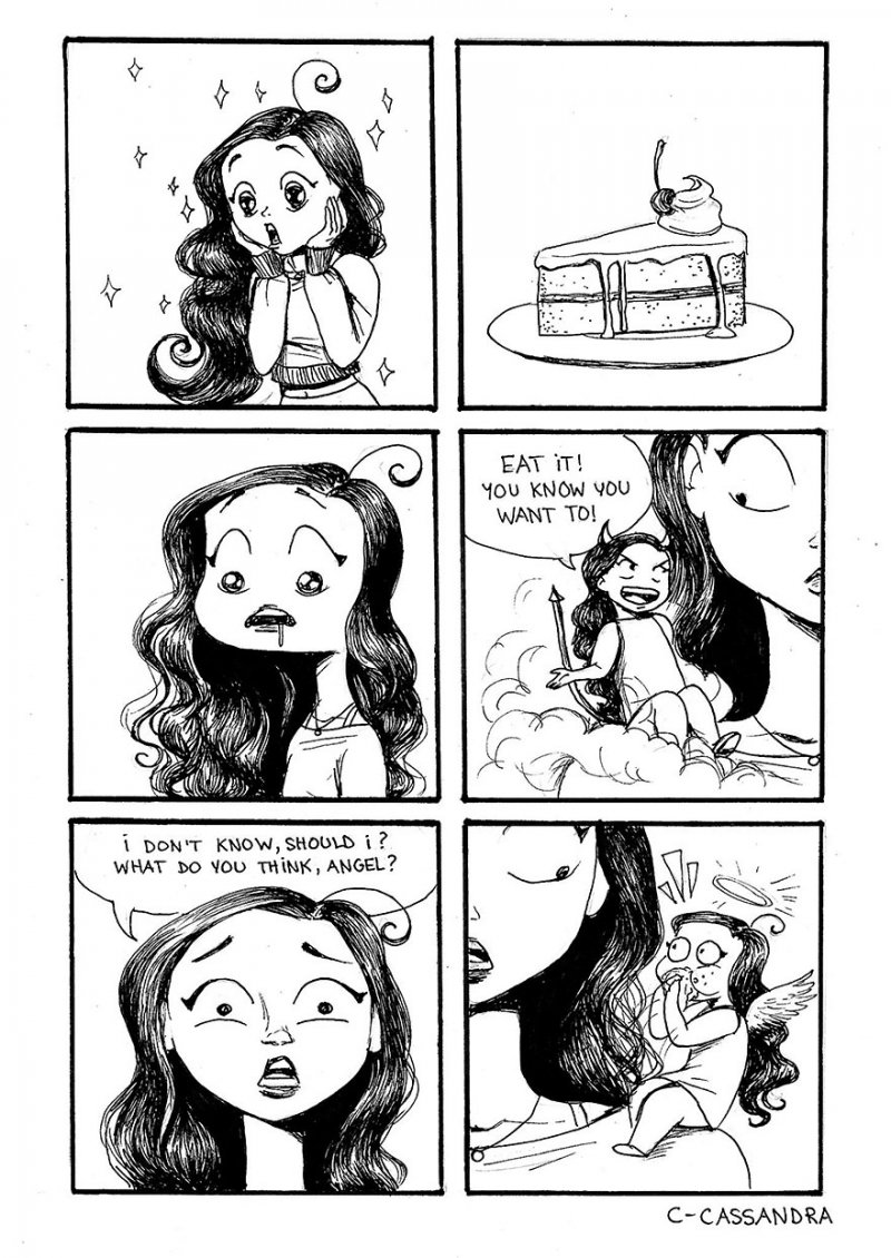 Food Cravings-15 Comics That Perfectly Illustrate Everyday Struggles Of A Woman