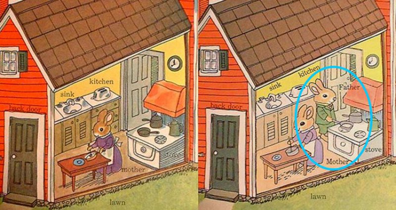 Dad Is In Kitchen, Cooking-10 Changes To Children Books That Depict Changes In Our Society