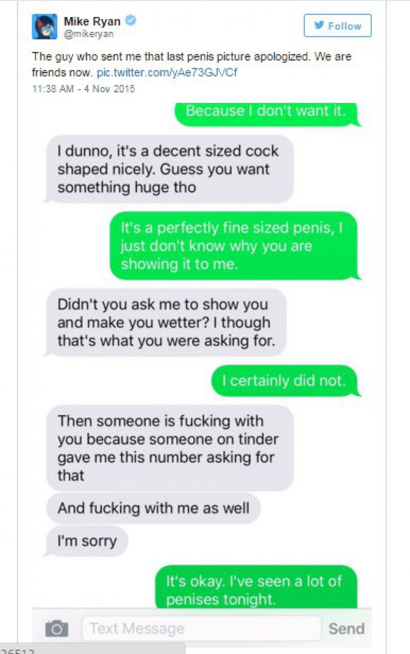 What's Your Take on This Story?-Guy Hilariously Replies To Dick Pics He Got After A Stranger Gave Out His Number On Tinder