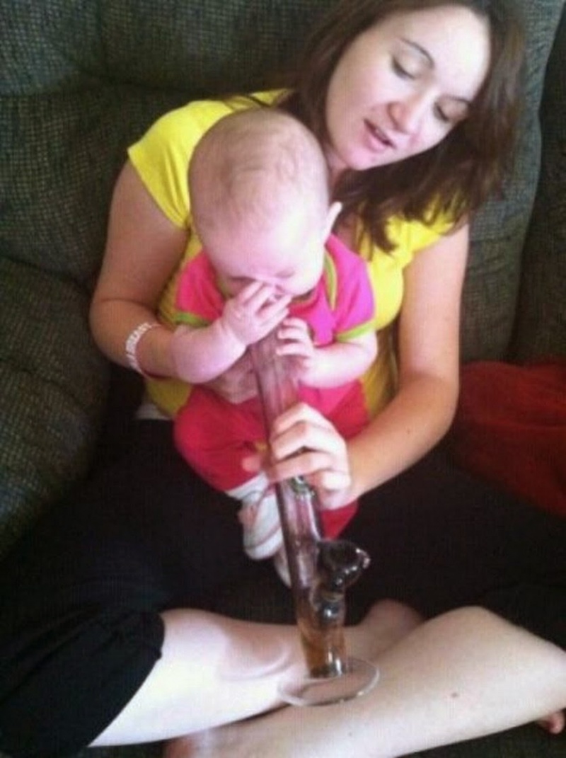 Baby with a bong-Worst Parenting Fails