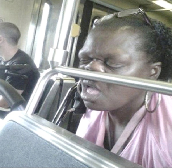 On The Subway-Funny Ways People Found Sleeping