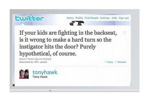 Tony Hawk Parenting Tips-Funniest Celebrity Tweets