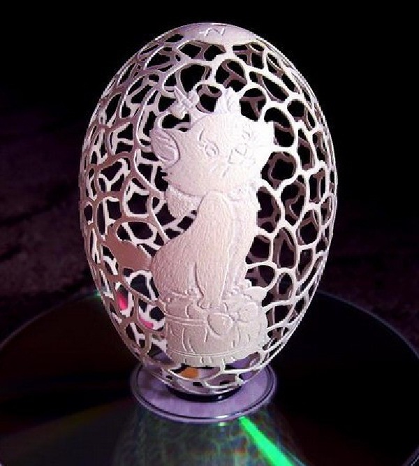 Cartoon Cat-15 Eggshell Carvings That Are Beautiful 