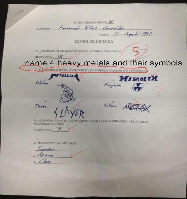 Well You Said Heavy Metal-Funny Exam Answers