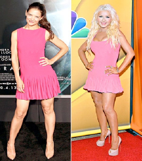 Katie Holmes Or Christina Aguilera-Celebrities Who Wore The Same Dress At The Same Time Unknowingly