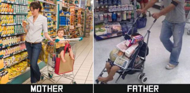 Shopping Time - Mom vs. Dad-15 Hilarious Differences Between Mom And Dad