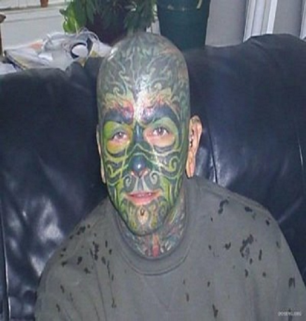 Face and scalp tat-Ugliest Face Tattoos