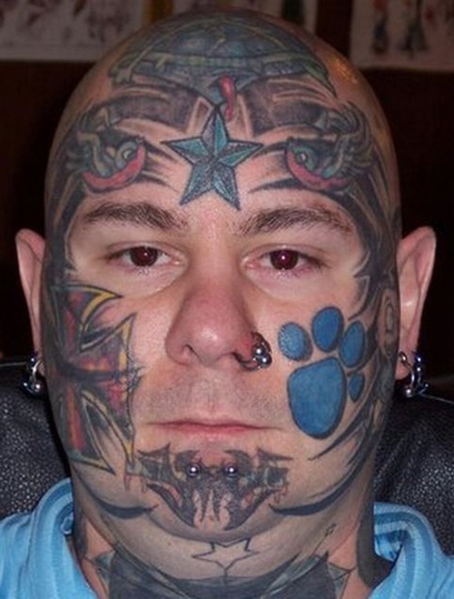 Dog Paw Face Tat-Ugliest Face Tattoos