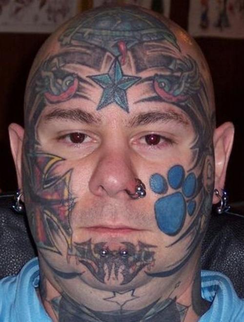 Dog paw face tat-Ugliest Face Tattoos