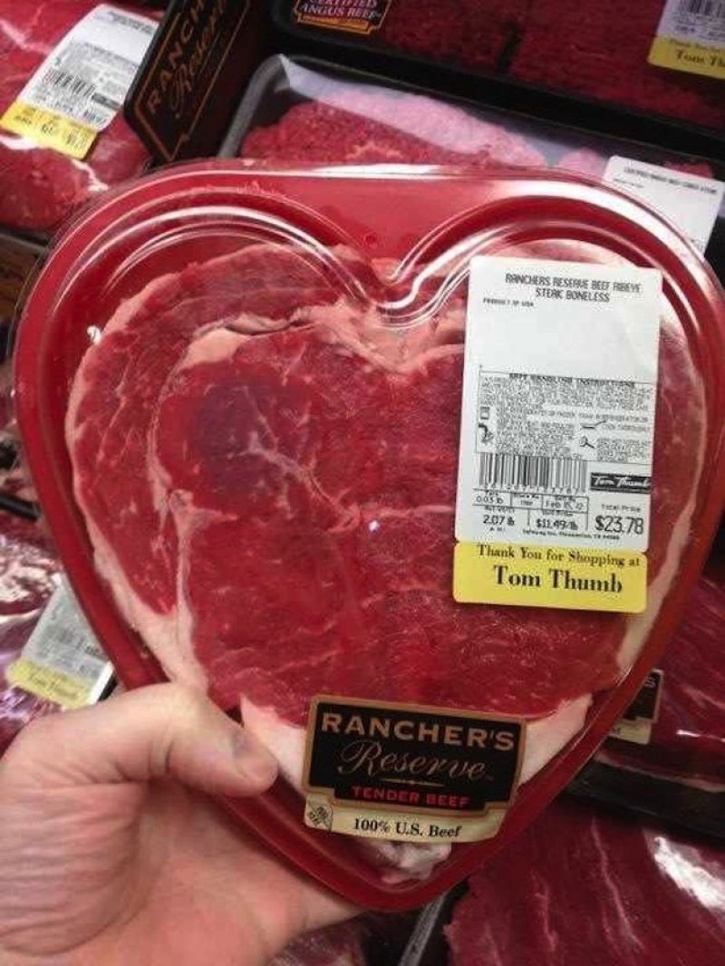 Heart Shaped Beef Steak-15 Disgusting Valentine's Day Gifts Ever