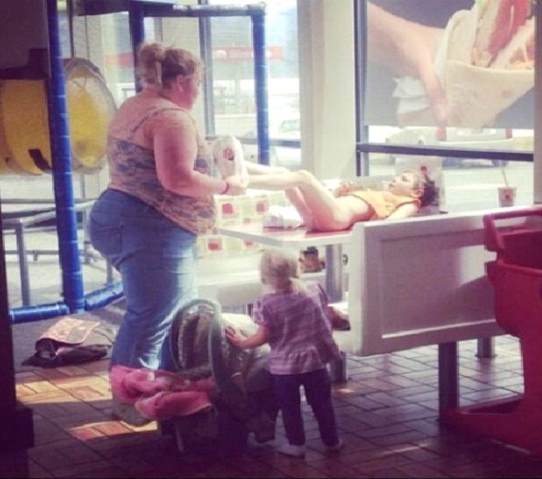 Changing Baby-Strange People At McDonalds