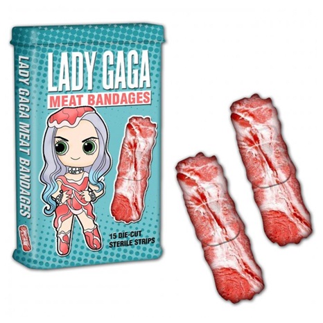 Lady Gaga Meat Bandages-Weird Merch Items You Won't Believe Actually Exist