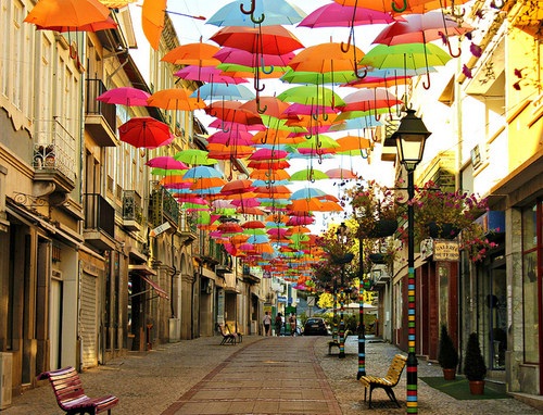 Floating Umbrella Street in agueda, Portugal-Most Unique And Amazing Streets