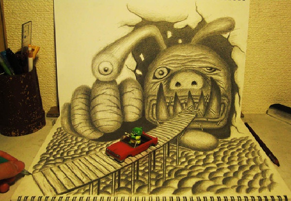Monsters-Amazing 3d Paper Drawings