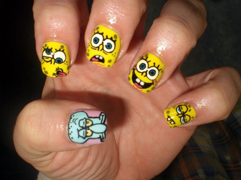 SpongeBob SquareNails -15 Amazing Nail Arts That You Must Try Once In Your Life