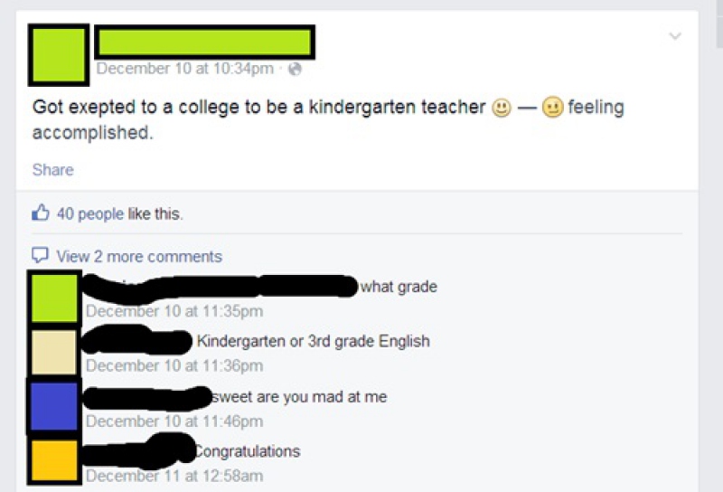 A Teacher Who Teaches Kindergarten Students in a College-15 Teachers And Their Epic Facebook Fails