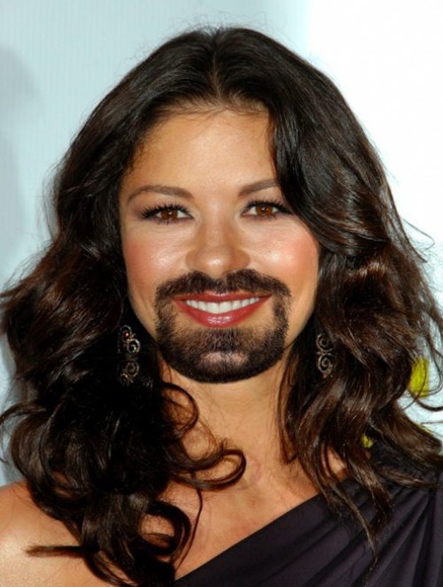 Catherine Zeta Jones-24 Hilarious Female Celebrities With Beard Photos