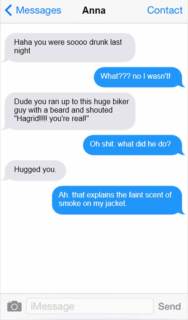 Hagrid, You are Real!-15 Funniest 'The Morning After Hangover' Texts 