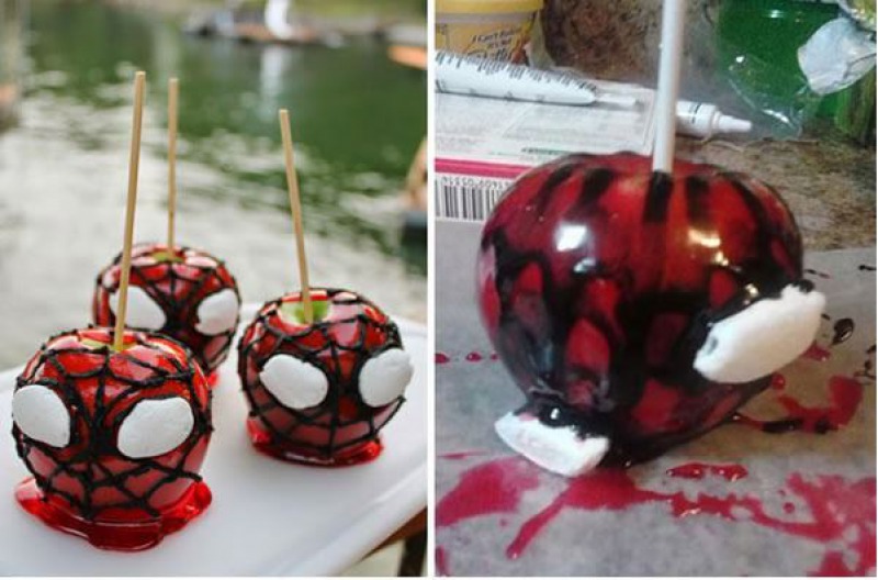 Spiderman Candy Apples-15 Funniest Halloween Recipe Fails