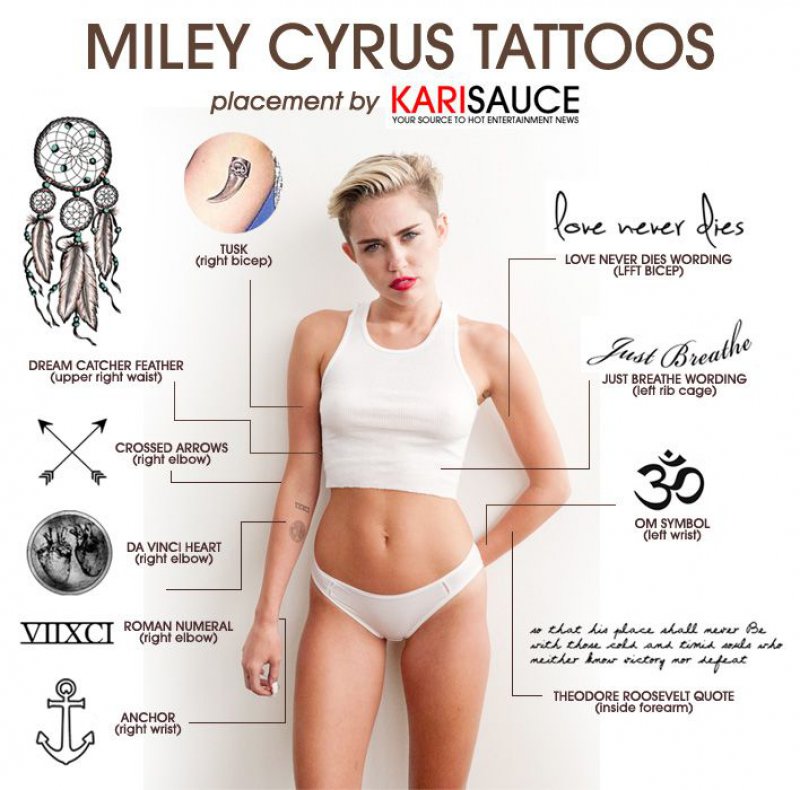 Tattoos-15 Things You Don't Know About Miley Cyrus