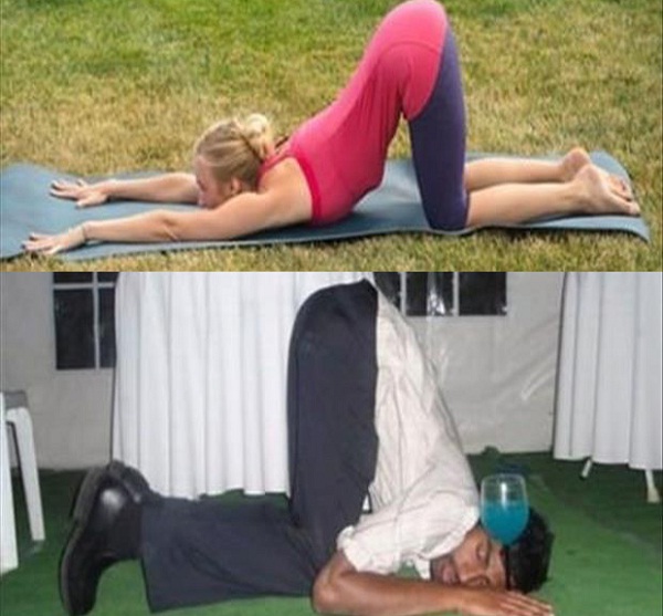 Butt up-Yoga Vs. Drunk Poses