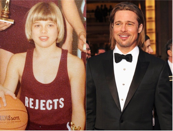 Brad Pitt The Golden Boy-Adult Photos Vs. Childhood Photos