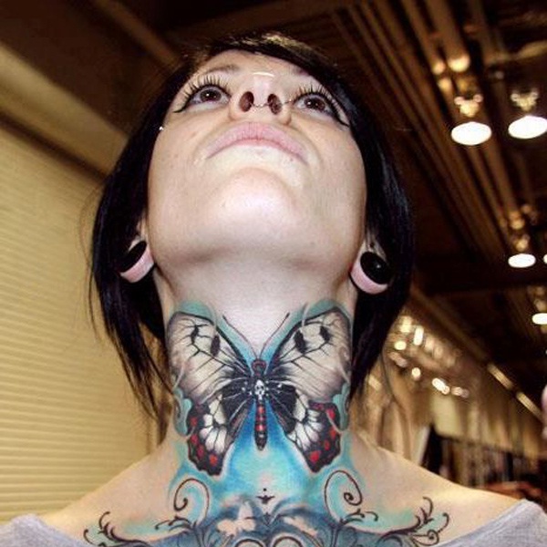 Fly like a butterfly-Insane Neck Tattoos