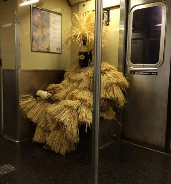 On His Way to Fancy Dress Competition!-15 Most Awkward Public Transport Pictures