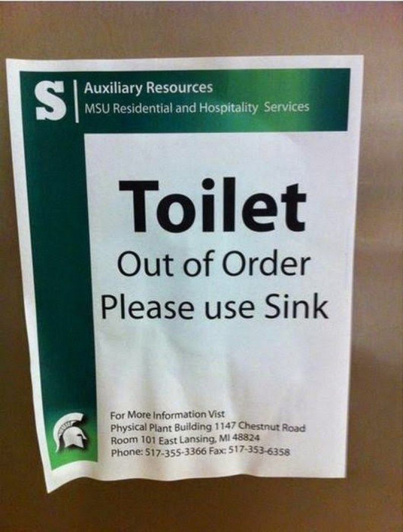 Use Sink instead of Toilet-12 Funniest Out Of Order Signs Ever