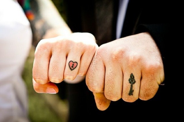 Heart & Key-Cool Wedding Ring Tattoos