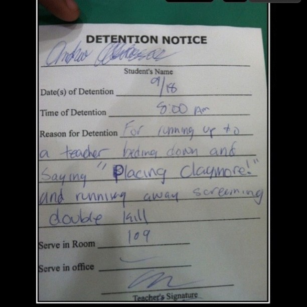 Just bizarre-12 Funniest Detention Slips Ever