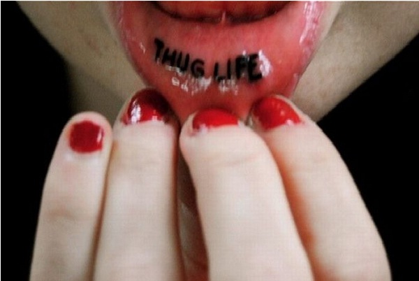 Thug Life-15 Worst Lip Tattoos Ever