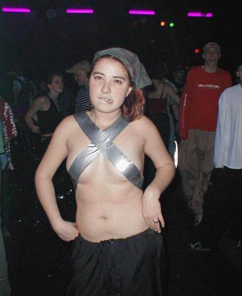 The criss-cross fashion-Duct Tape Lingerie In Fashion, Ouch!