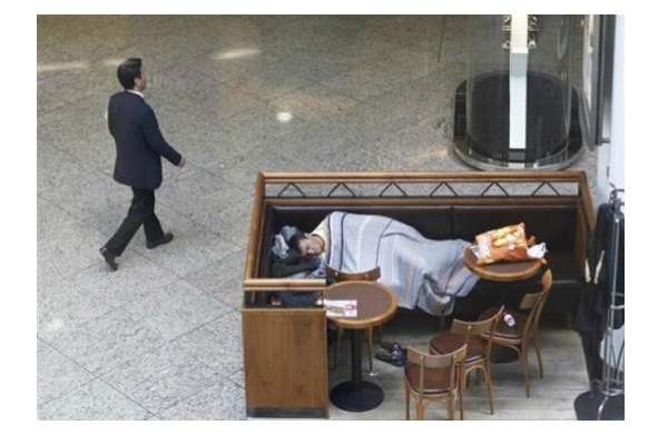 In A Booth-Funny Ways People Found Sleeping