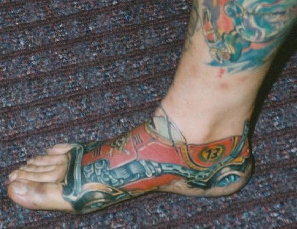 The race car-Craziest Foot Tattoos