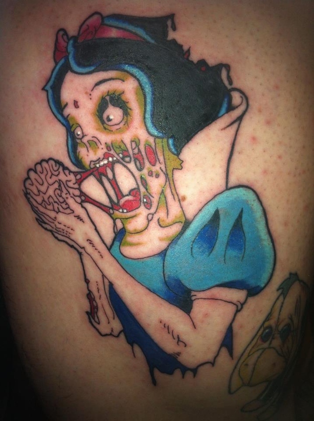 Zombie Snow White-15 Most Inappropriate Disney Tattoos Found On The Internet