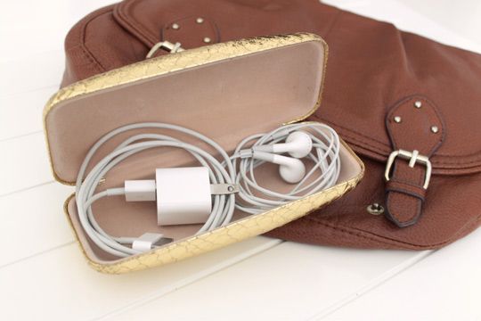 Turn Your Sunglasses Box into a Charger Holder-Travel Hacks To Simplify Your Trips