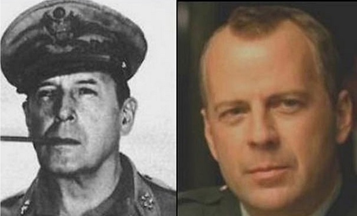 Bruce Willis and General Douglas Macarthur-15 Celebrities Who Look Like People From Past