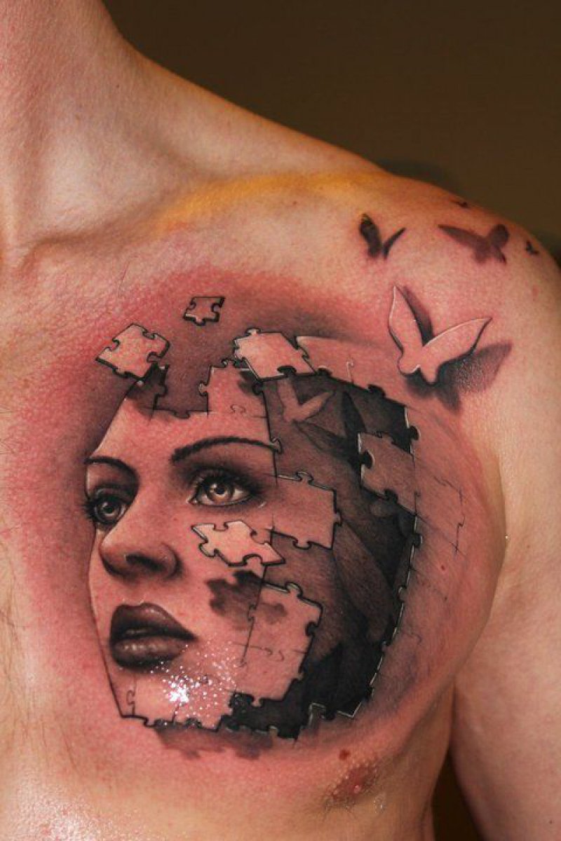 Puzzle Head-12 Amazing 3D Puzzle Tattoos Ever