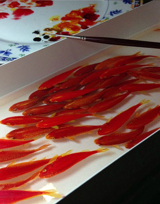 School of Gold Fish-Bizarre 3D Paintings By Keng Lye