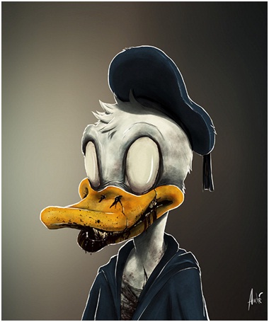 Donald Duck Zombie-Zombified Faces Of Famous Cartoons