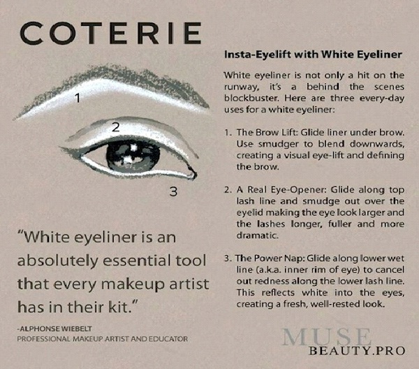Open Eyes With White Eyeliner-Best Eyeliner Tips