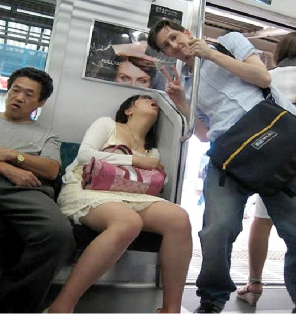 On The Train-Funny Ways People Found Sleeping