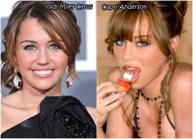 Pre-Twerk Miley Cyrus Vs. Capri Anderson-Celebrities & Their Pornstar Lookalikes