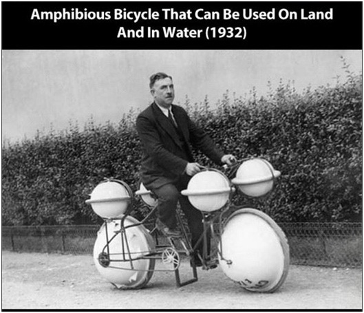 Land And Water Bicycle-Strangest Historical Inventions