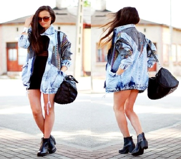Large Denim Jacket and Ankle Boots-Best Hipster Style