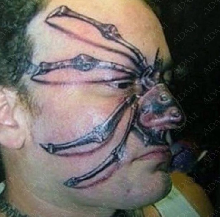 Spider Tattoo, But Why?-15 People With Terrible Face Tattoos