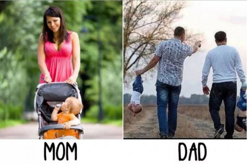 Taking Babies out - Mom vs. Dad-15 Hilarious Differences Between Mom And Dad