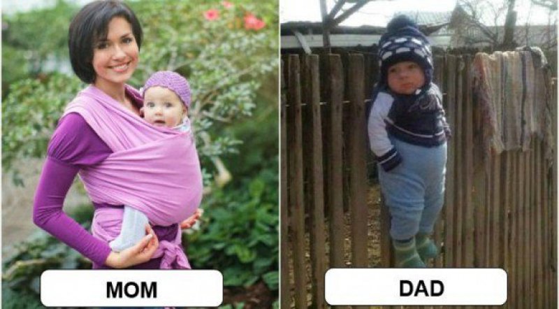 Holding a Baby - Mom vs. Dad-15 Hilarious Differences Between Mom And Dad